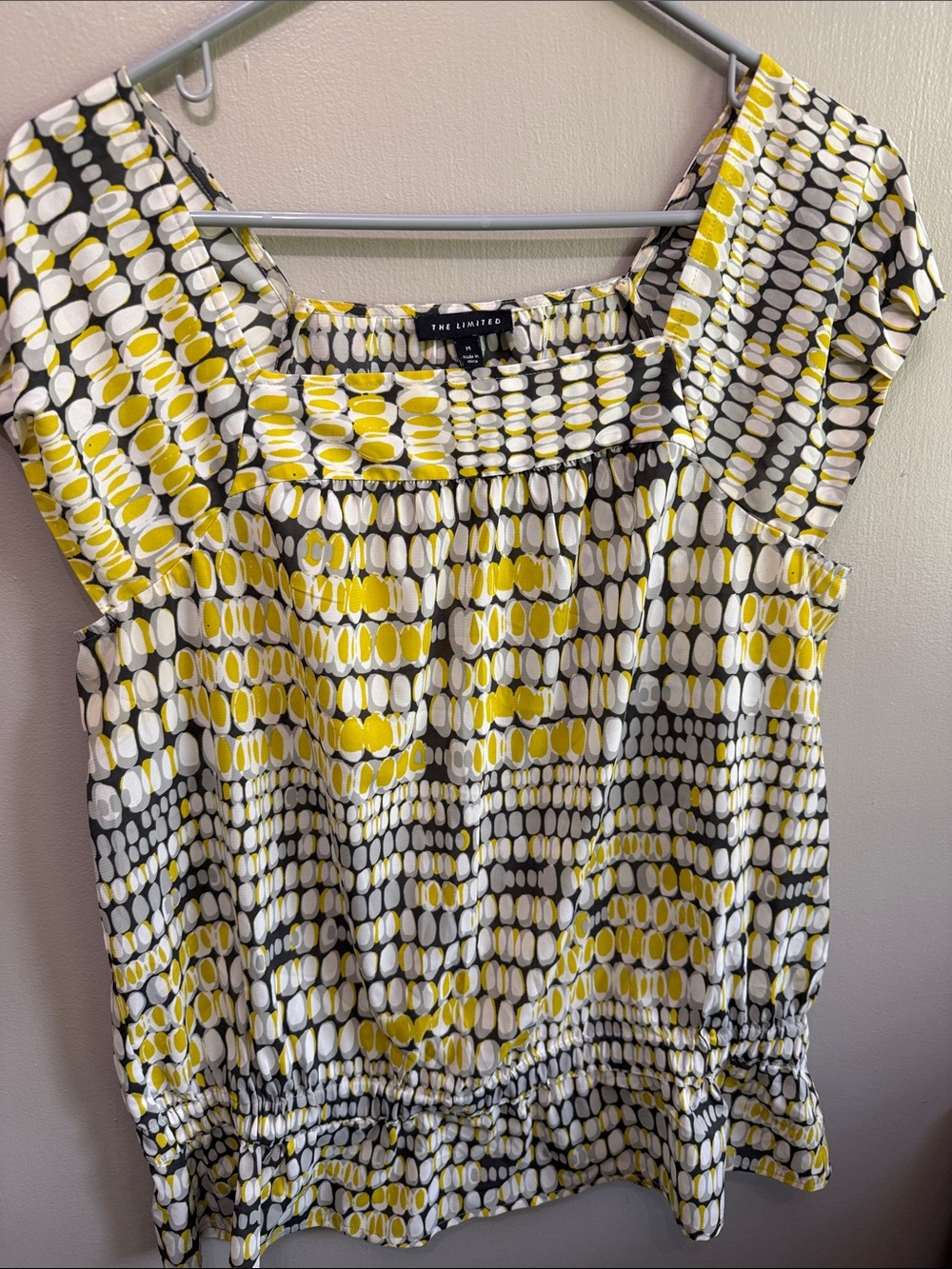 The Limited Yellow, Black & White Geometric Cap-Sleeve Tunic